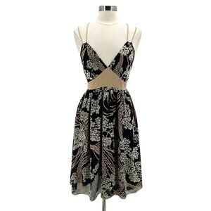 Vintage Arden B Womens Medium Dress Silk Rayon Floral Black Cocktail Party Y2K